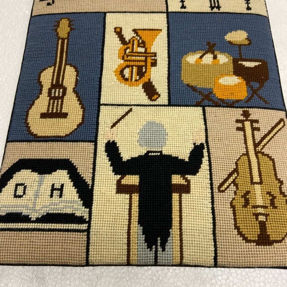 Needlepoint Wall Hanging Framed Musical 14x11” - Picture 4 of 9